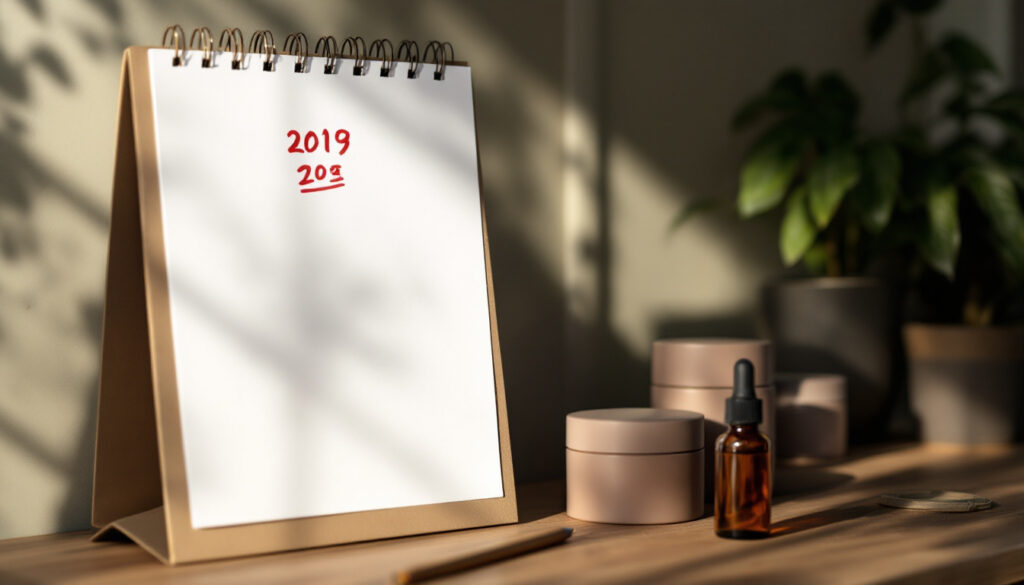 Calendar page marked 12 November beside hemp-derived product containers on a workbench